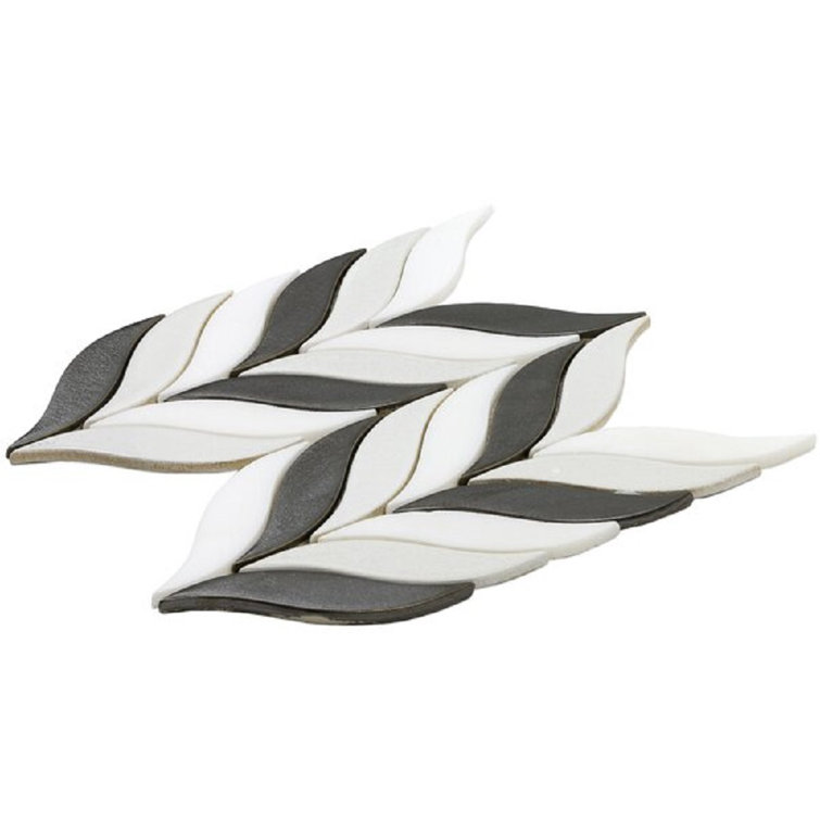 Gunmetal and White Ceramic Fish Scale Mosaic Wall Tile
