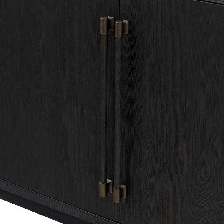 Adolfo 94'' Black Ash Sideboard with Bronze Hardware