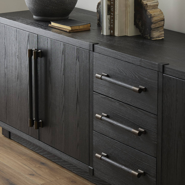 Adolfo 94'' Black Ash Sideboard with Bronze Hardware