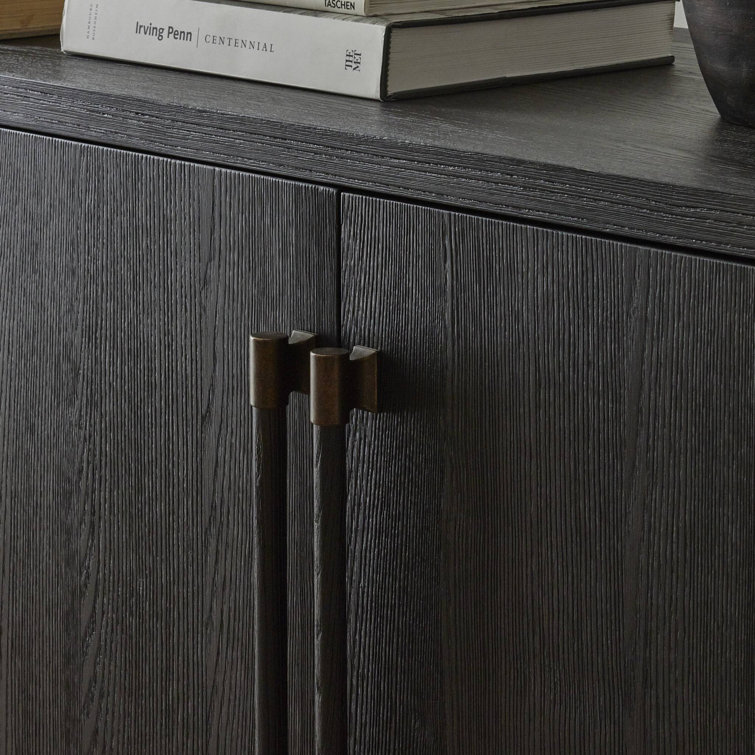 Adolfo 94'' Black Ash Sideboard with Bronze Hardware