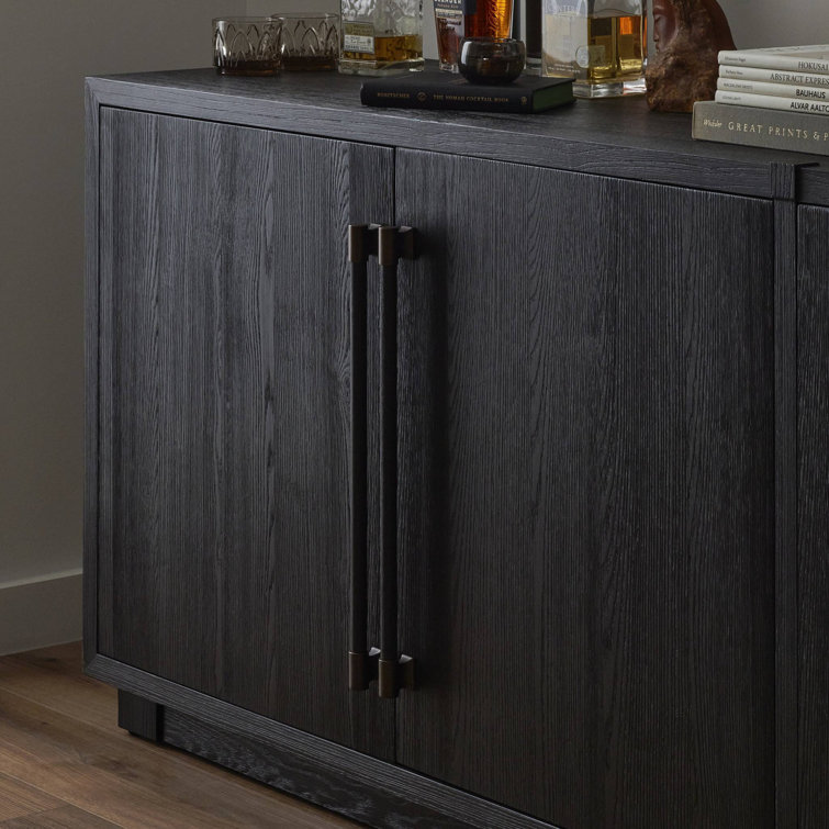 Adolfo 94'' Black Ash Sideboard with Bronze Hardware