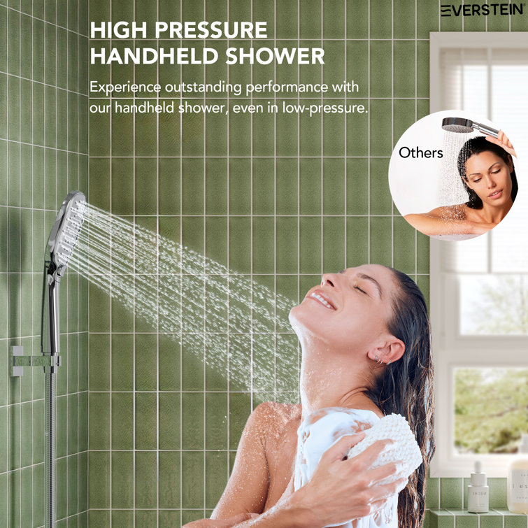 Chrome Square Wall Mounted Dual Shower System with Handheld