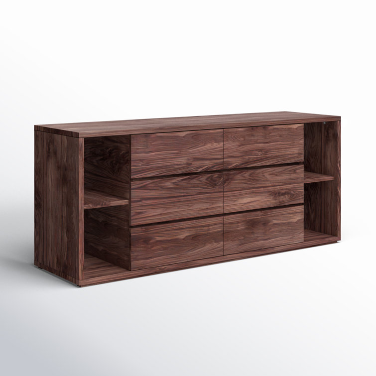 Walnut Queen Bedroom Set with Gray Upholstered Headboard