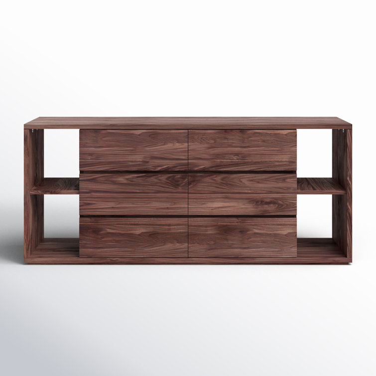 Walnut Queen Bedroom Set with Gray Upholstered Headboard