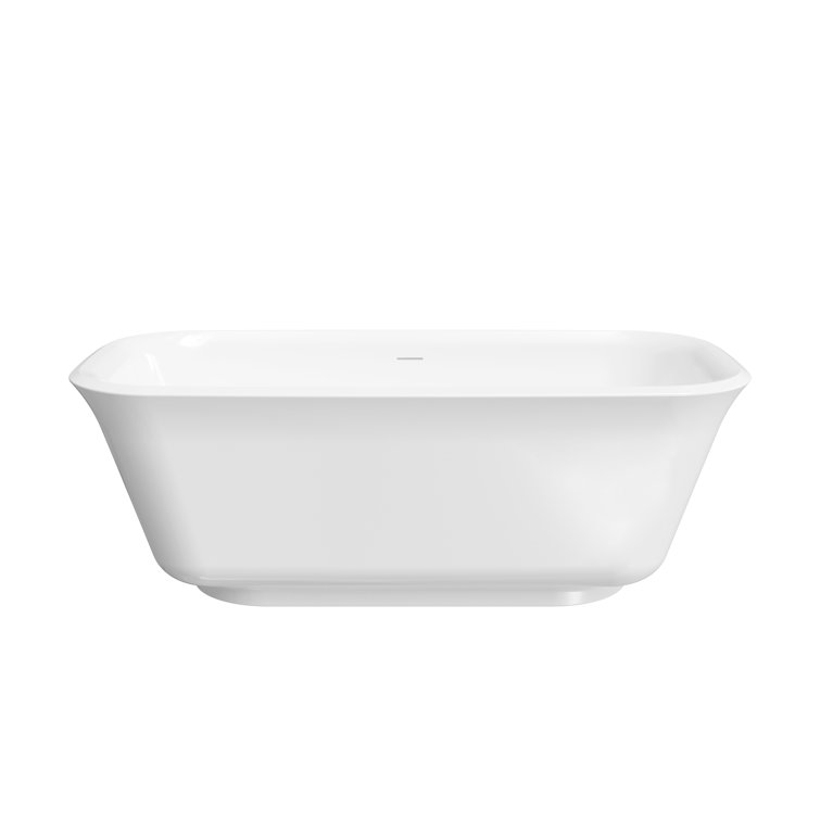 67'' White Acrylic Freestanding Soaking Bathtub with Chrome Drain