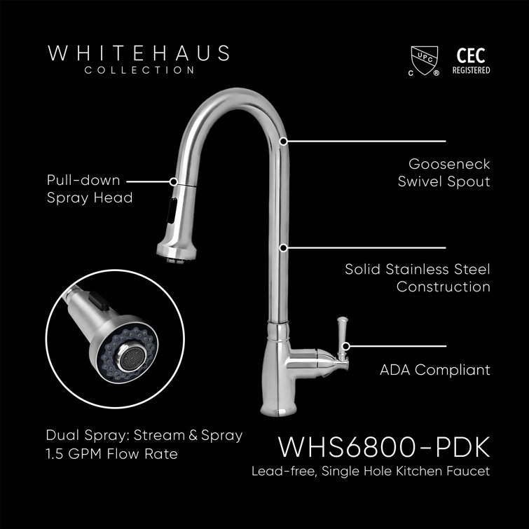 Stainless Steel Single-Hole Faucet with Pull-out Spray