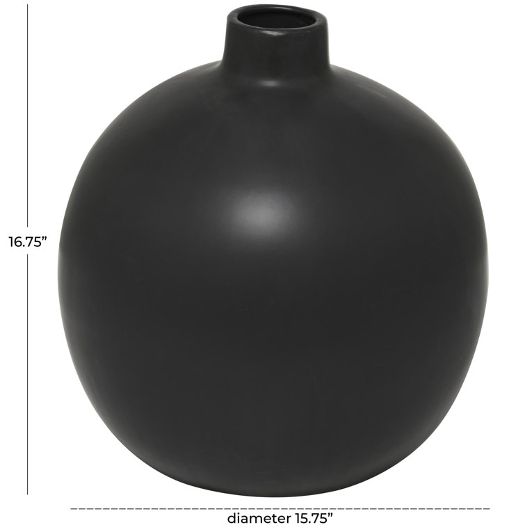 Matte Black Round Ceramic Table Vase 16.75''