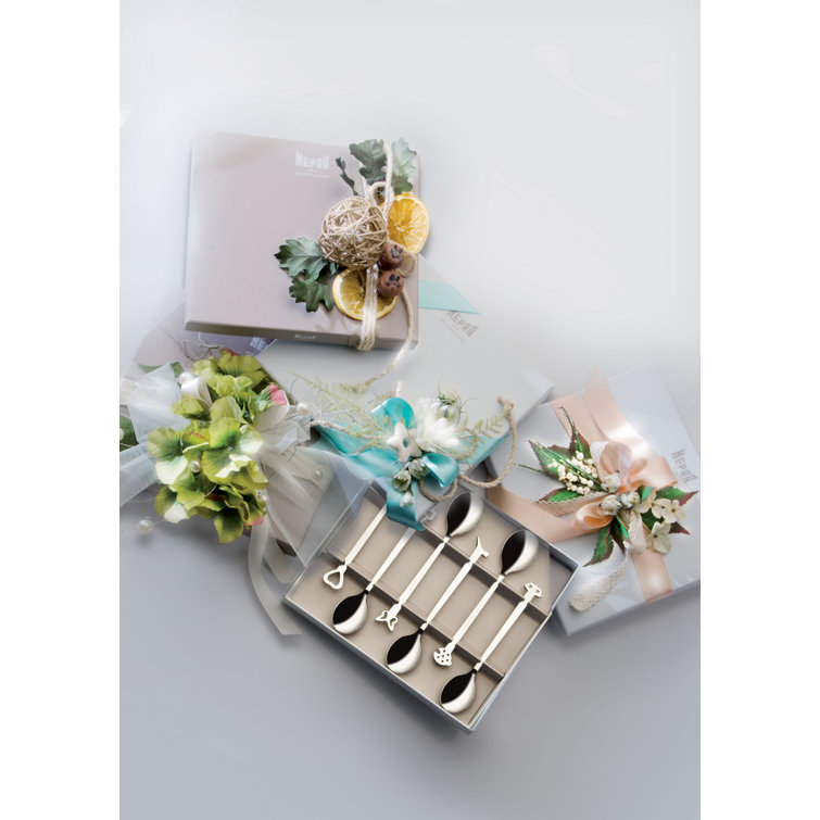 Elegant Stainless Steel Coffee Spoons Set with Decorative Handles