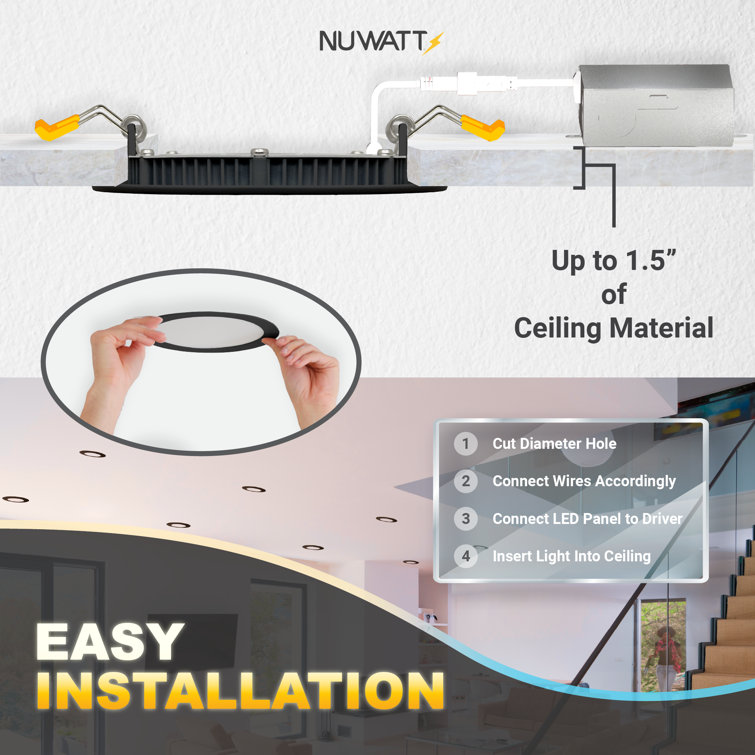 Black Aluminum 6-Inch LED Recessed Lighting Kit, 12-Pack