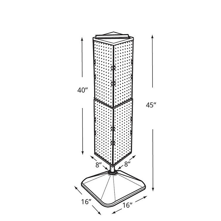 White Four-Sided Pegboard Floor Display with Revolving Base