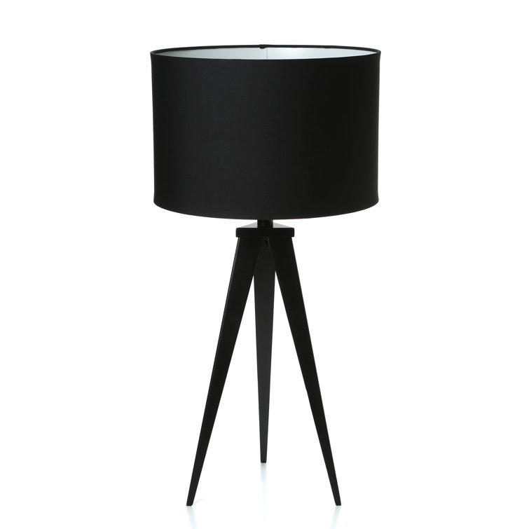 Black Metal Tripod Table Lamp with Drum Shade