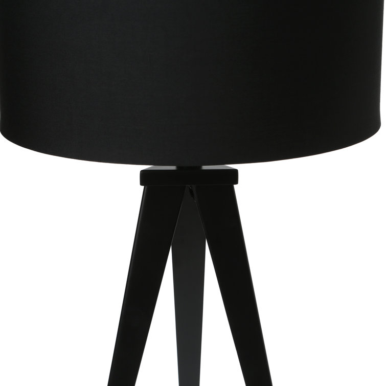 Black Metal Tripod Table Lamp with Drum Shade