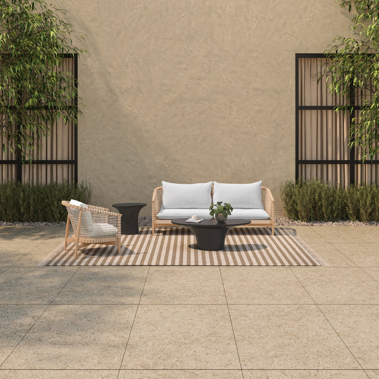 Teak Wood Outdoor Sofa with White Cushions