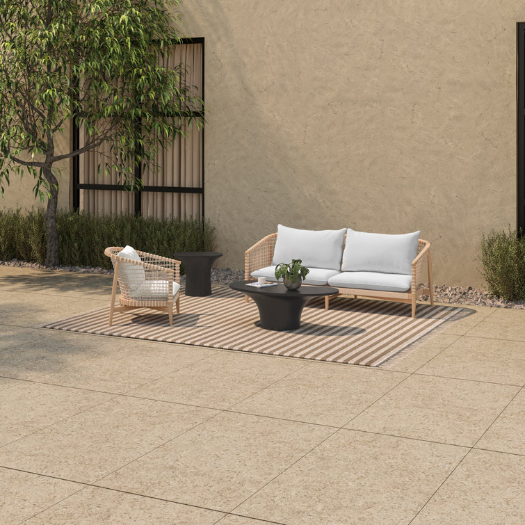 Teak Wood Outdoor Sofa with White Cushions