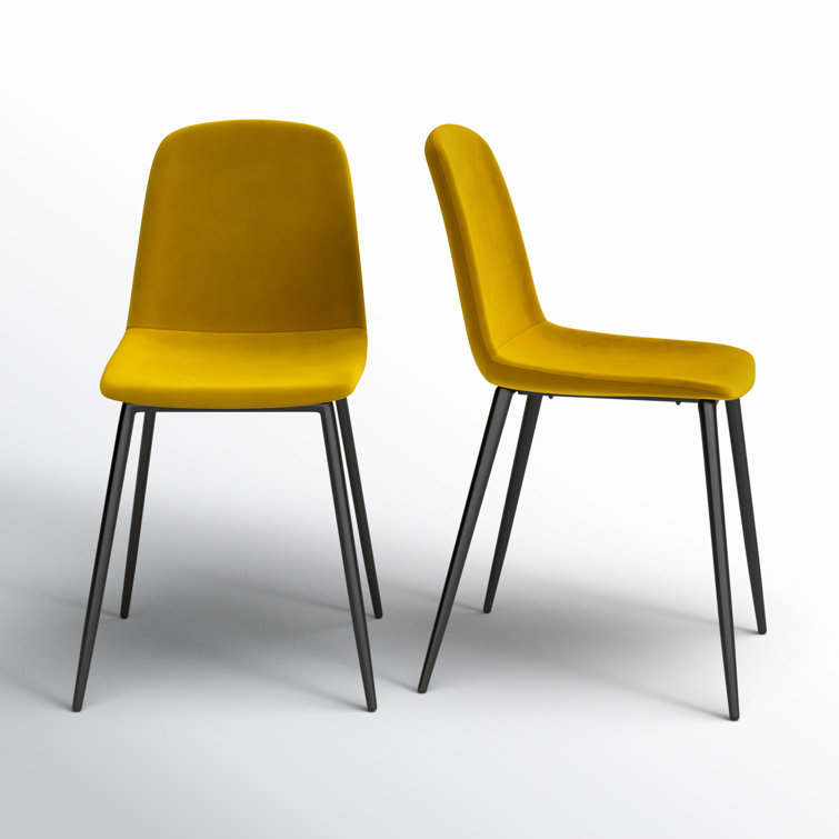 Vintage Gold Velvet Upholstered Side Chair with Metal Legs