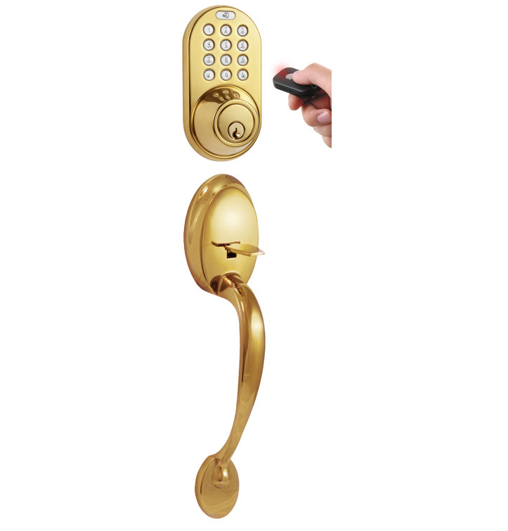 Polished Brass Electronic Deadbolt Handleset with Keypad