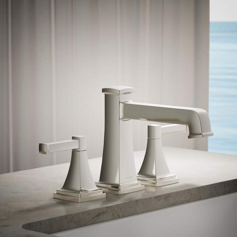Vibrant Polished Nickel Widespread Bathtub Faucet with Lever Handles