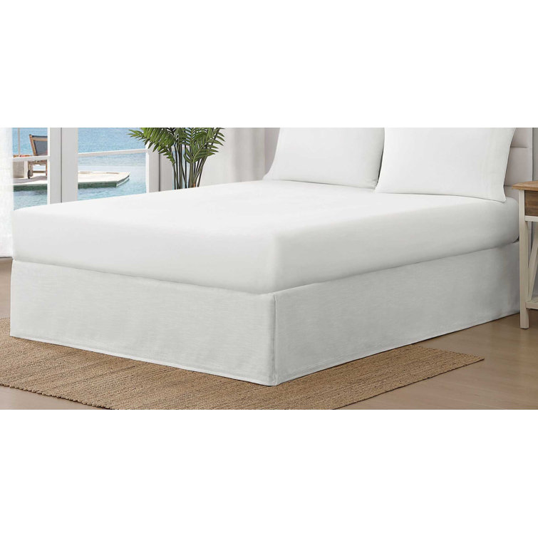 Queen White Cotton Polyester Split Corner Bed Skirt Panel