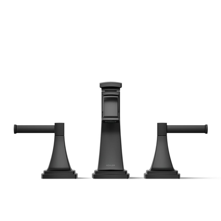 Matte Black Deck Mount Bath Faucet Trim Kit with Diverter Spout