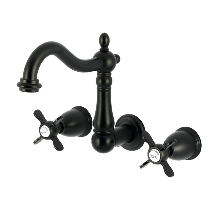 Heritage 8-Inch Matte Black Wall Mounted Bathroom Faucet