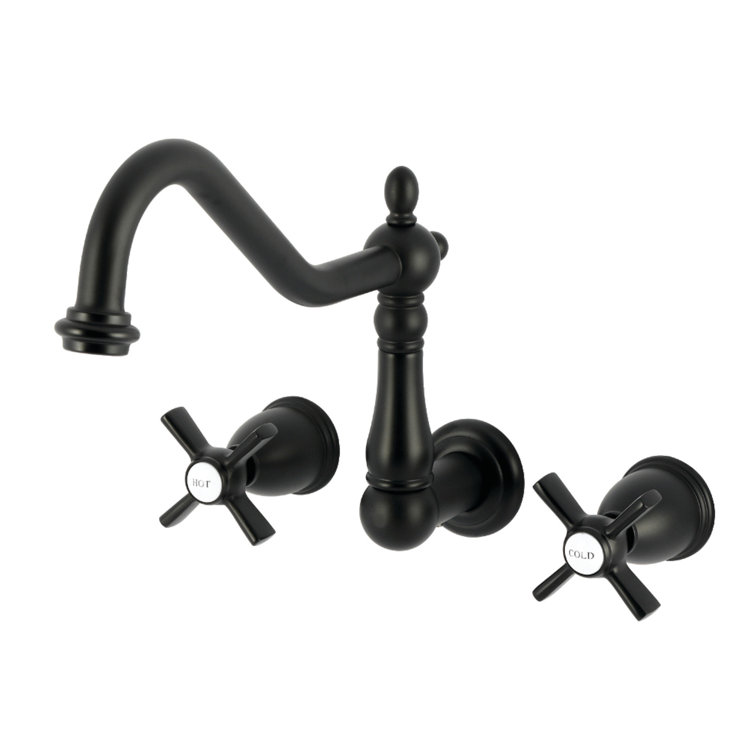 Elegant Heritage Matte Black Nickel Wall-Mounted Roman Tub Faucet