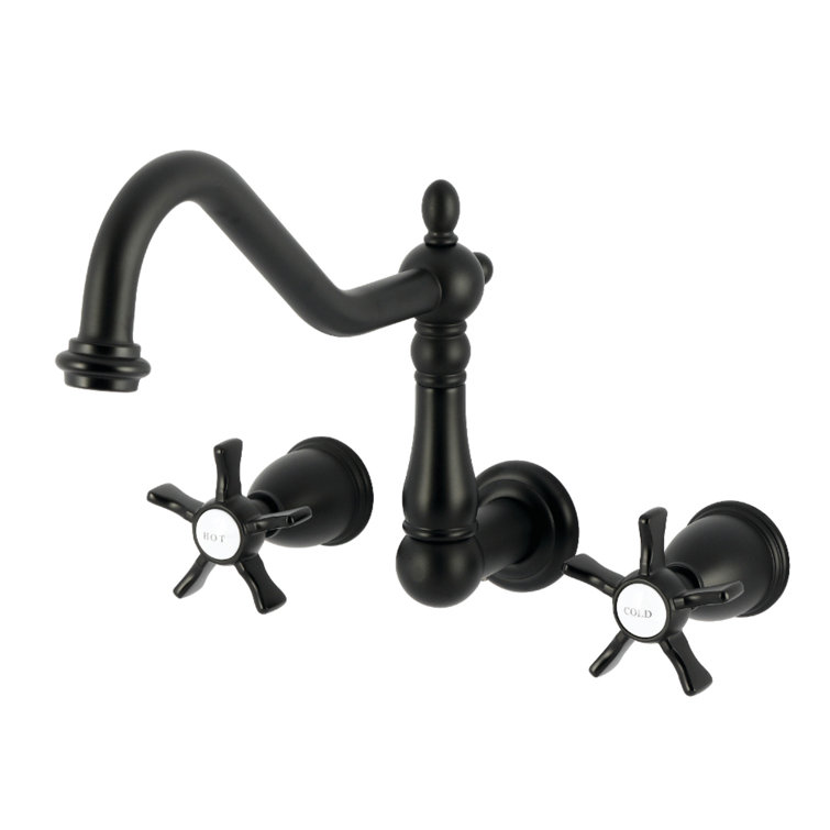 Elegant Heritage Matte Black Nickel Wall-Mounted Roman Tub Faucet