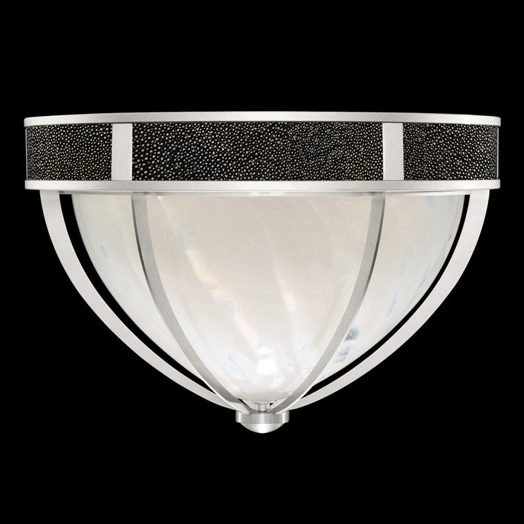 Mirage 18.75" Silver Leaf and Nickel Flush Mount with Handblown Glass