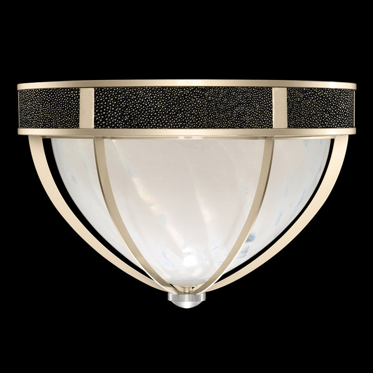 Champagne Nickel Glass Flush Mount Light with Black Knight Shade