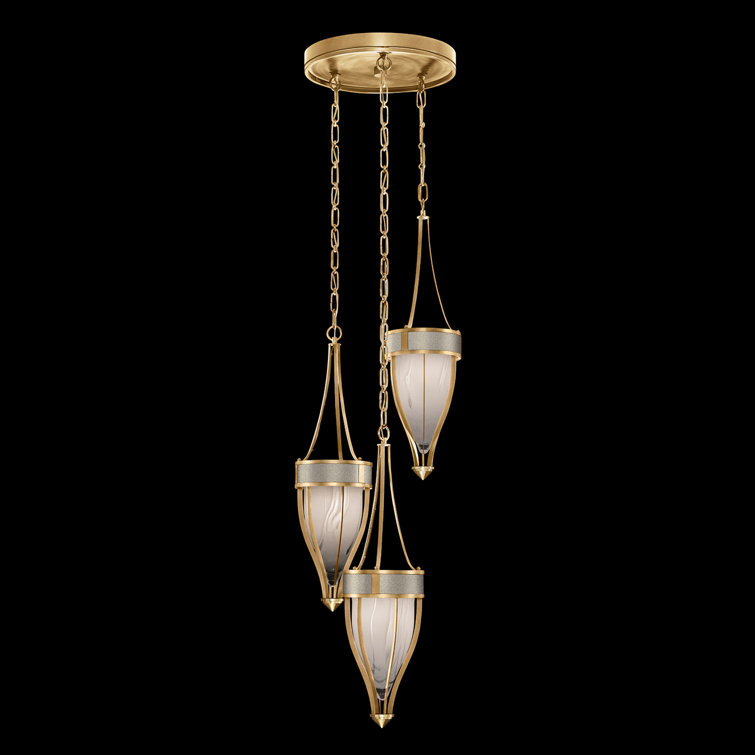 Mirage 17.5" Round Pendant with Gold Leaf Finish and Handblown Glass