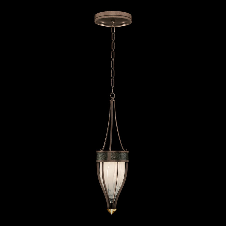 Bronze and Brass Mini Pendant with Handblown Glass Shade
