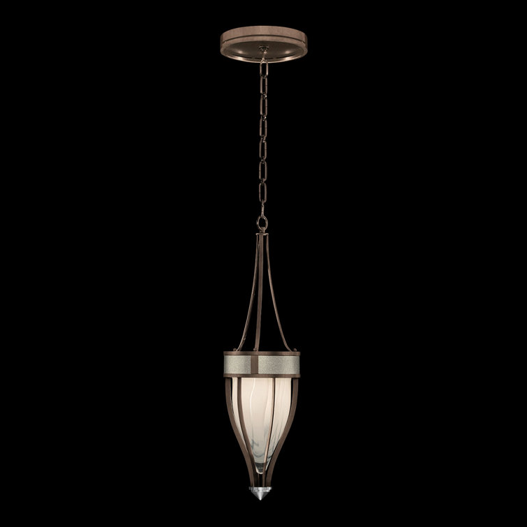 Bronze and Nickel Mini Pendant with Handblown Glass Shade