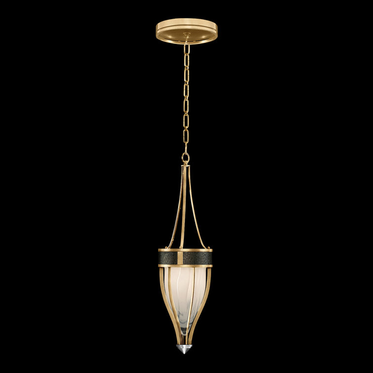 Mirage Gold Leaf and Nickel Mini Pendant Light with Glass Shade