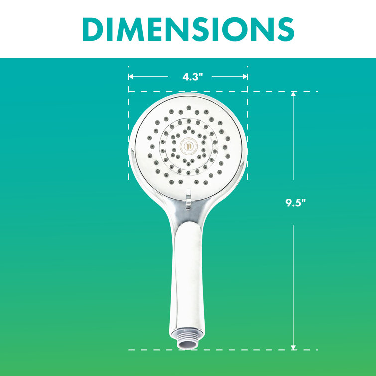 HealthGuard Chrome Handheld Shower Head with Adjustable Spray