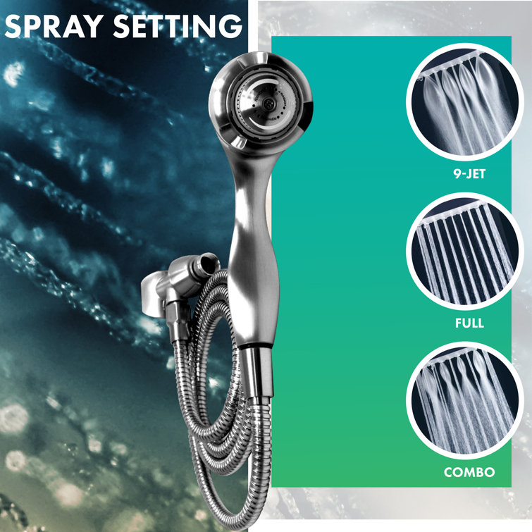 Earth Spa Brushed Nickel Handheld Shower Head with Stainless Steel Hose