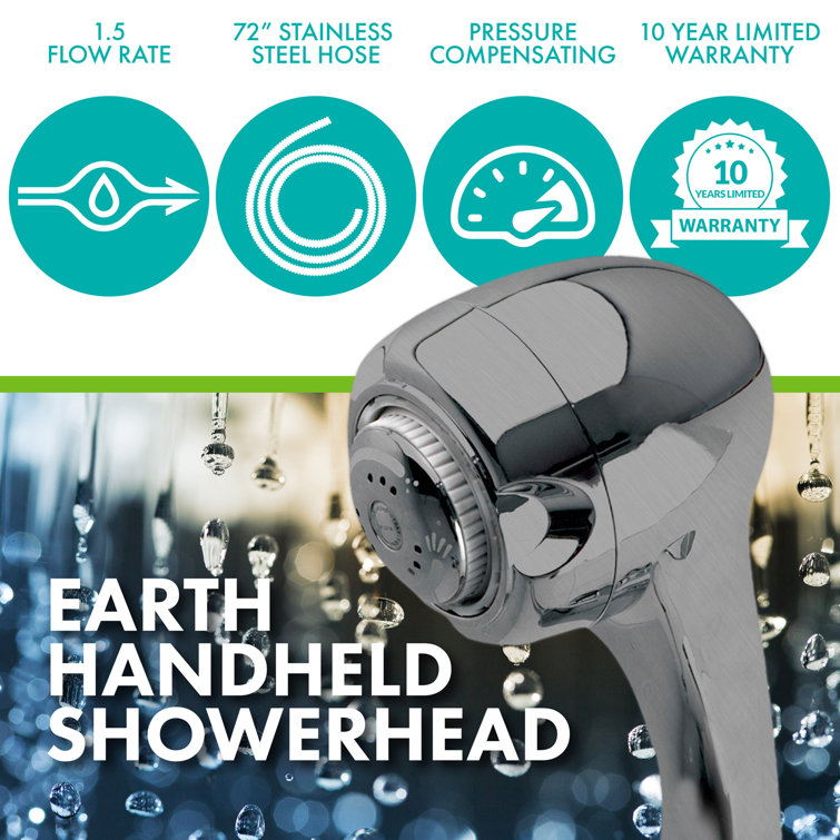 Earth Spa Brushed Nickel Handheld Shower Head with Stainless Steel Hose