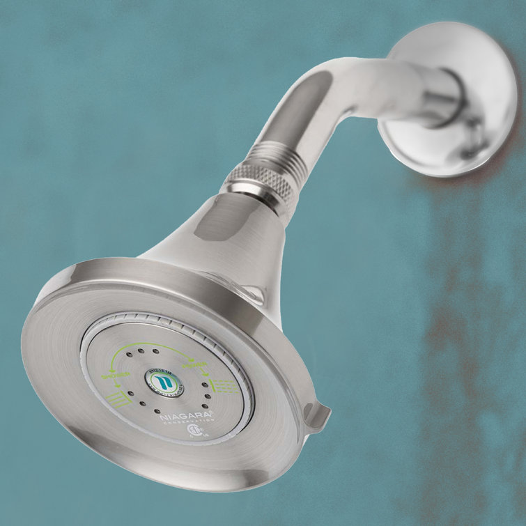 Brushed Nickel Water-Efficient Fixed Shower Head with Adjustable Spray