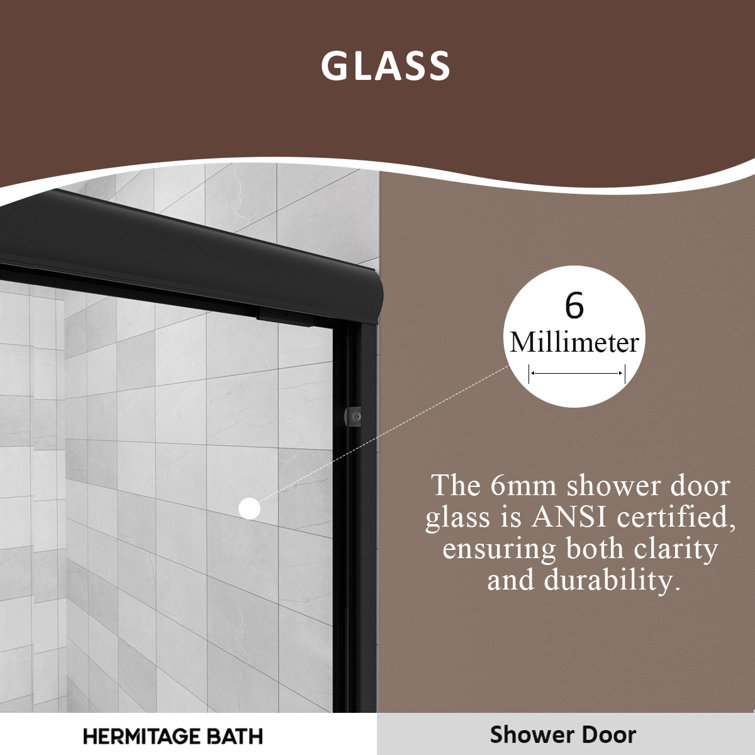 Nepti Matte Black Semi-Frameless Sliding Shower Door with Clear Glass