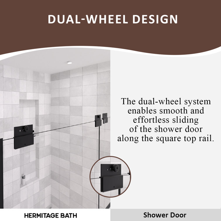 Nepti Matte Black Semi-Frameless Sliding Shower Door with Clear Glass