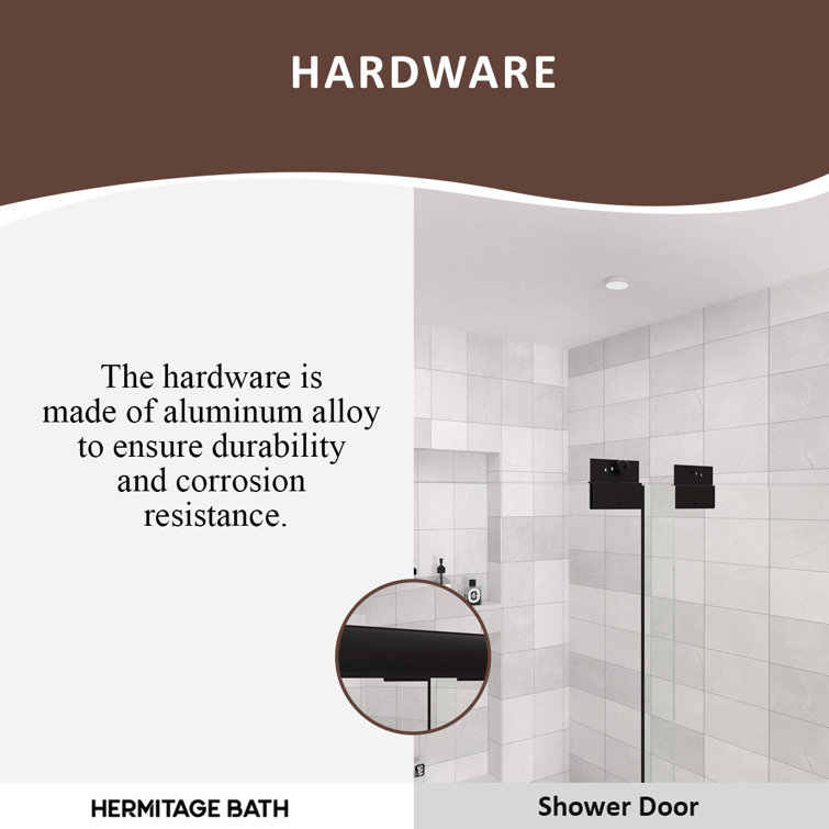 Nepti Matte Black Semi-Frameless Sliding Shower Door with Clear Glass
