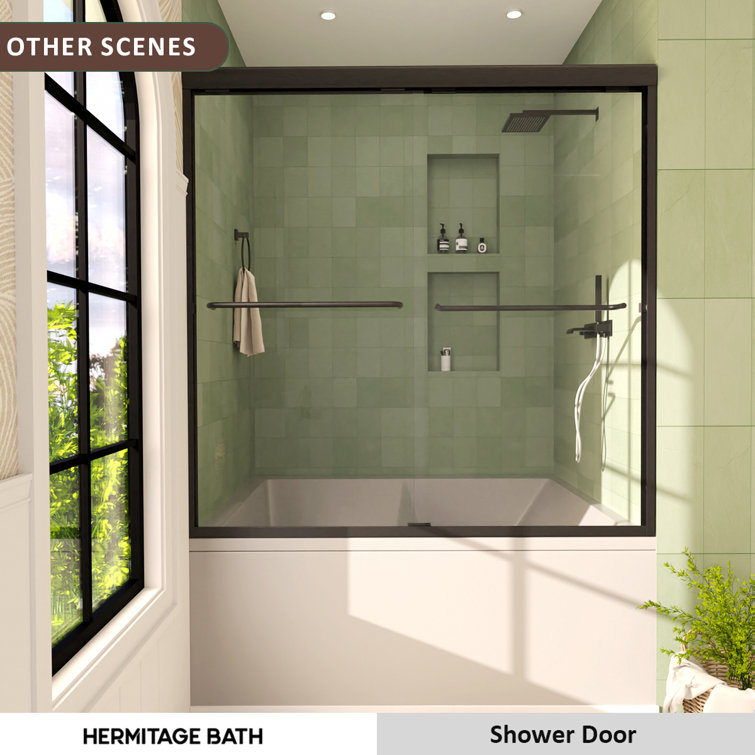 Nepti Matte Black Semi-Frameless Sliding Shower Door with Clear Glass