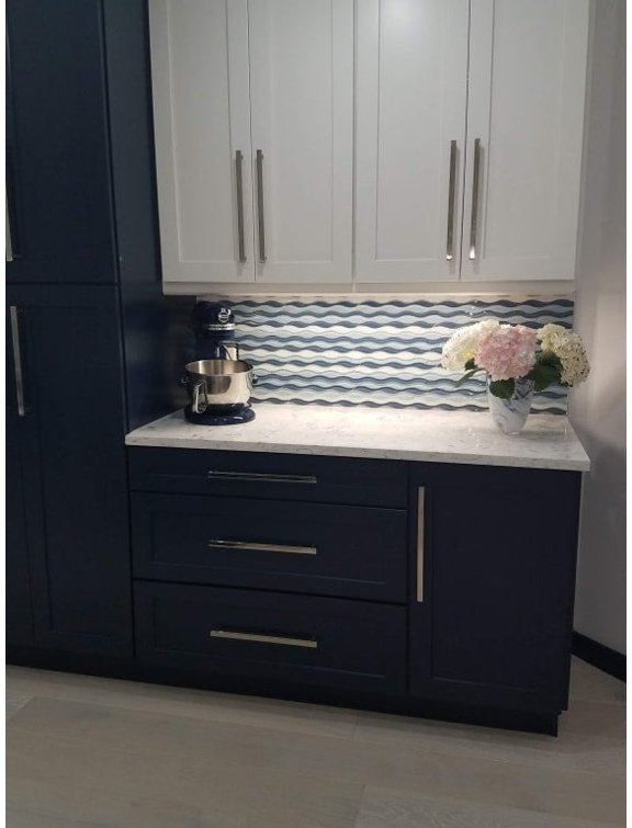 Blue and White Wavy Glass Mosaic Tile