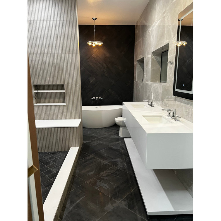 Large Format Dark Gray Matte Porcelain Floor and Wall Tile