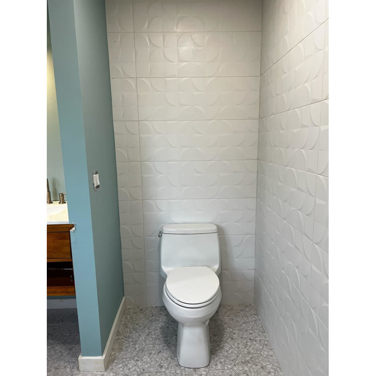 Angela Harris 12" x 35" White Ceramic Patterned Wall Tile