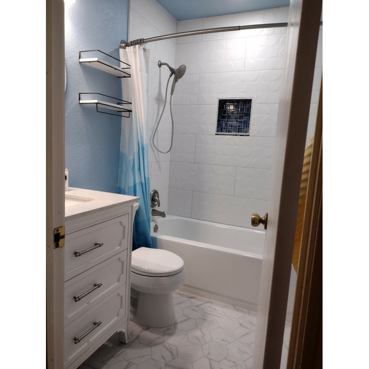 Angela Harris 12" x 35" White Ceramic Patterned Wall Tile