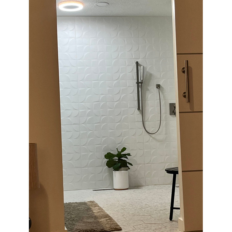Angela Harris 12" x 35" White Ceramic Patterned Wall Tile