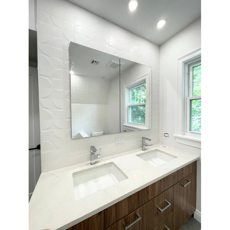 Angela Harris 12" x 35" White Ceramic Patterned Wall Tile