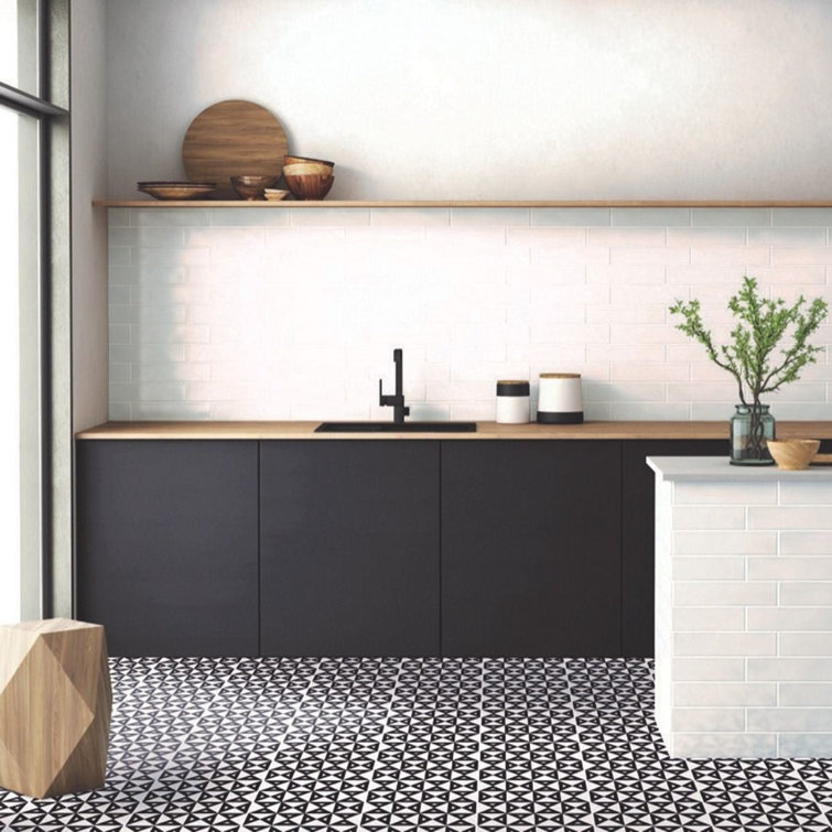 Angela Harris Matte White Ceramic Patterned Wall Tile