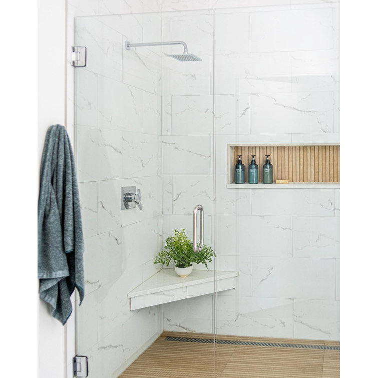 Saroshi Carrara Giola 12" x 24" Polished Marble Look Porcelain Tile