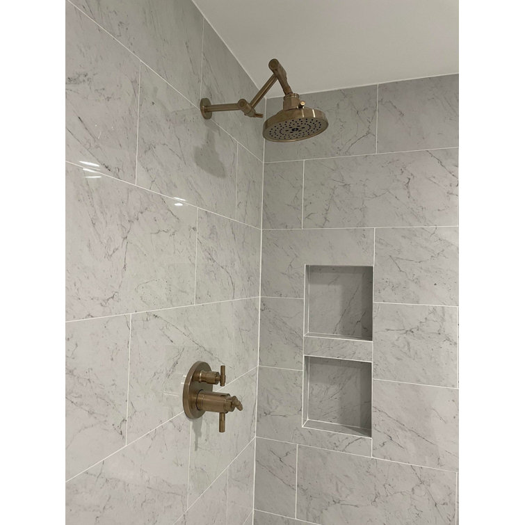 Saroshi Carrara Giola 12" x 24" Polished Marble Look Porcelain Tile