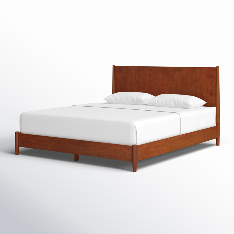Elegant Mahogany Wood California King Platform Bed with Drawer, Acorn